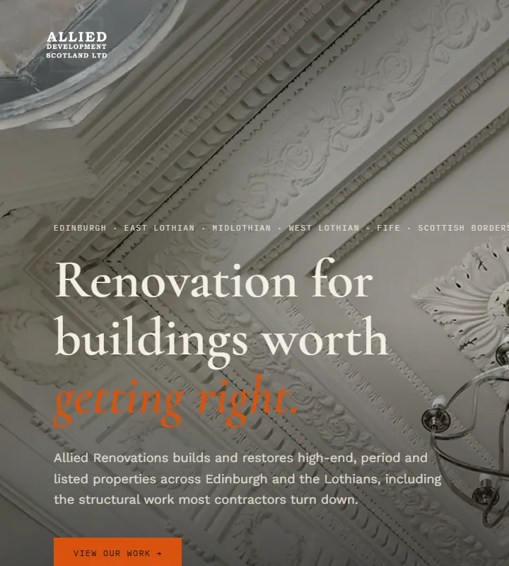 Allied Renovations homepage on screen